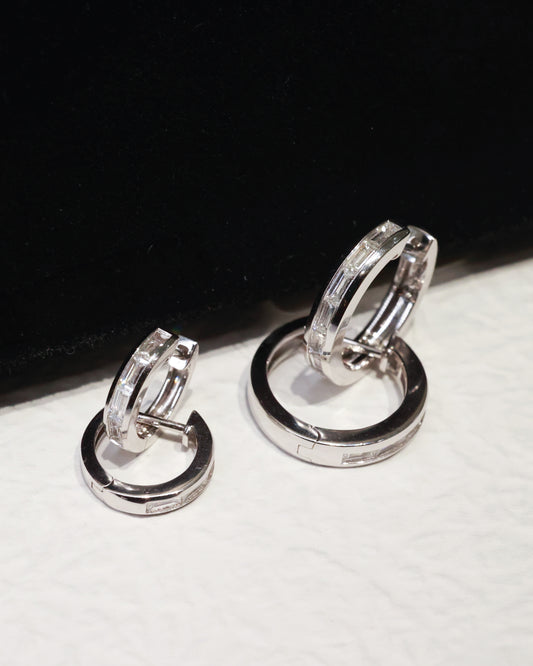 Serenade 18KW Emerald Diamond Hoops Earrings (S)