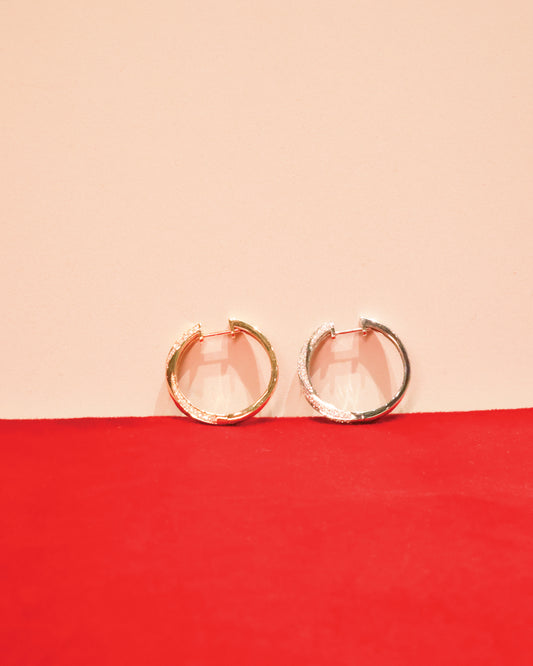 18KY Diamond Hoop Earrings