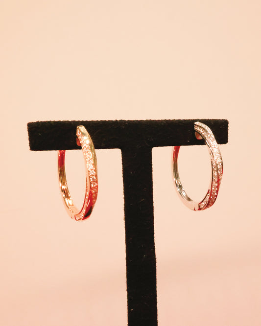 18KW Diamond Hoop Earrings