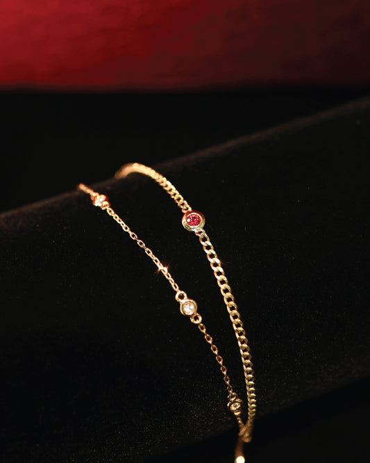 Cherry 18KY Ruby & Diamond Bracelet