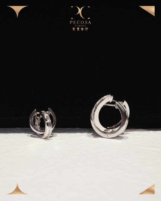 Serenade 18KW Emerald Diamond Hoops Earrings (S)
