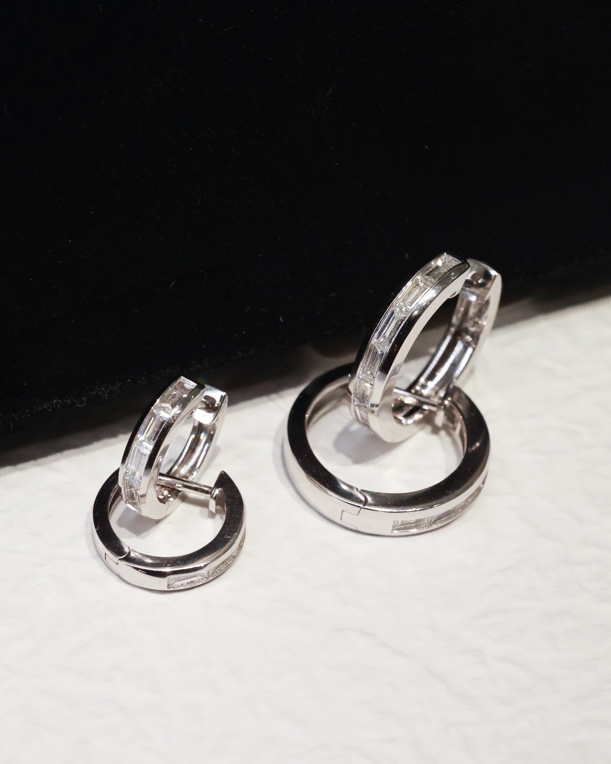 Serenade 18KW Emerald Diamond Hoops Earrings (S)