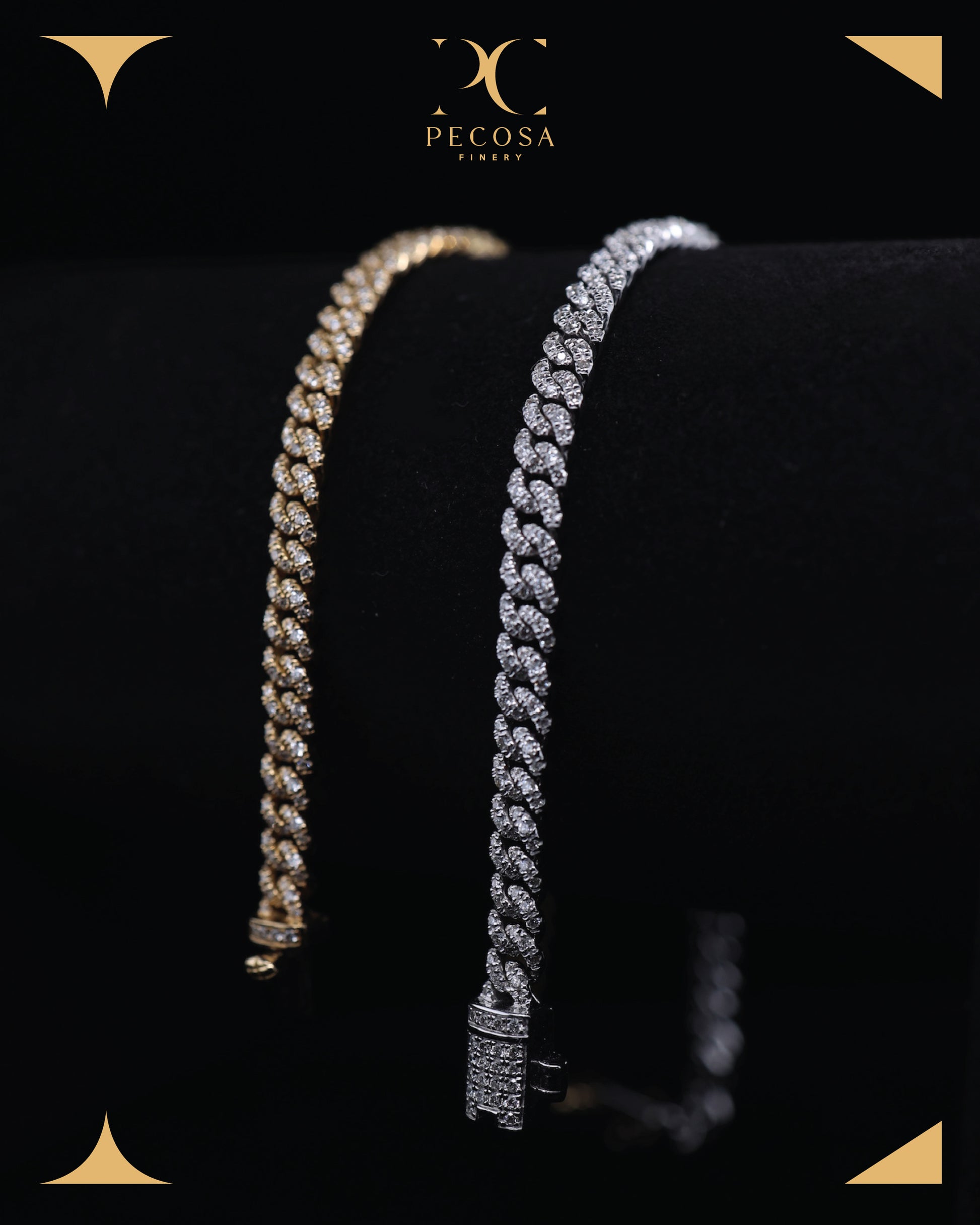 Cuban Chain 18KY Diamond Bracelets