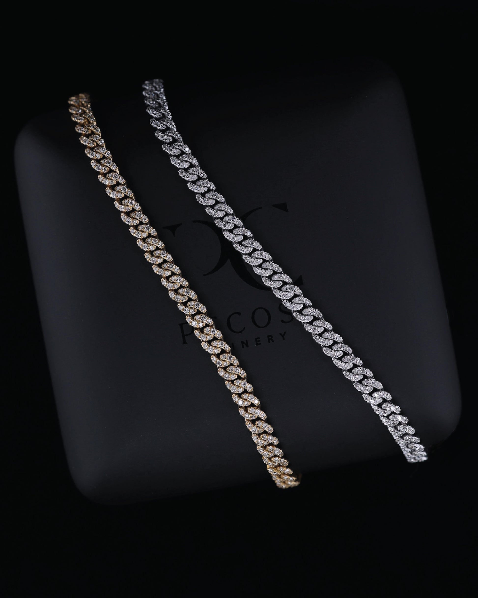 Cuban Chain 18KY Diamond Bracelets