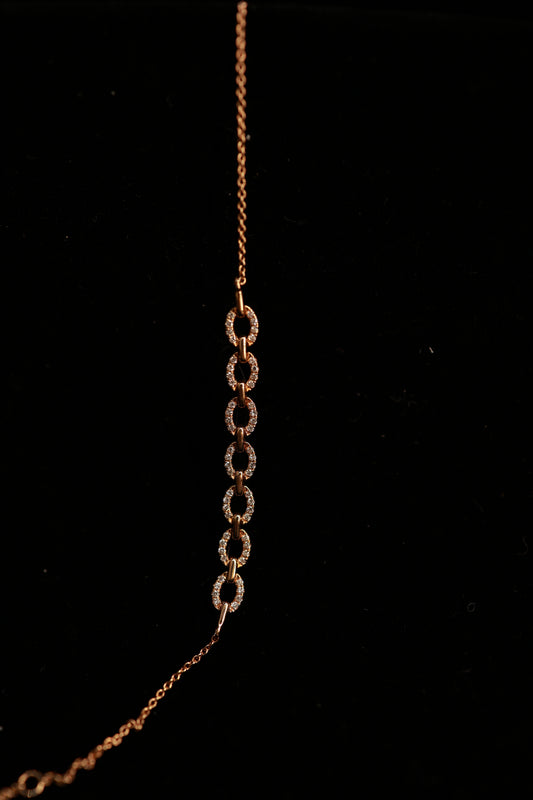 Oval-Chain 18KR Diamond Bracelet