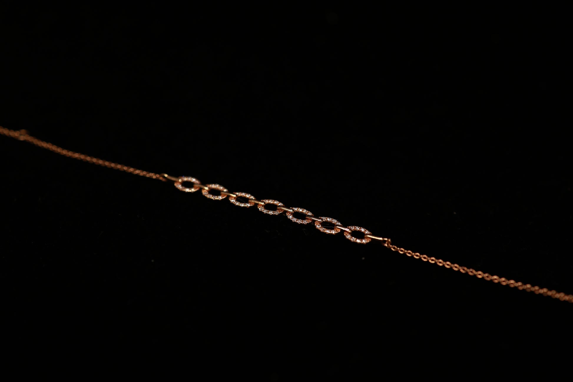 Oval-Chain 18KR Diamond Bracelet