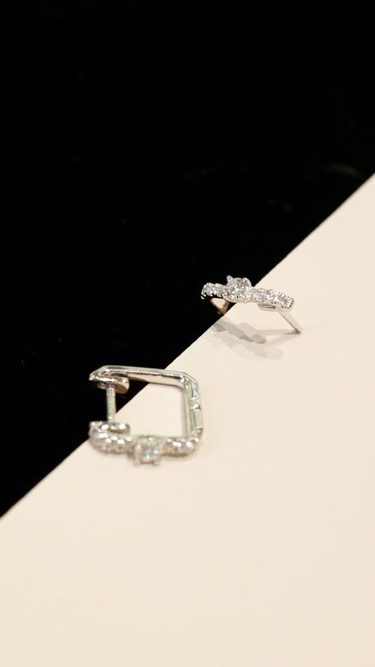 Corner 18KW Diamond Hoops Earrings