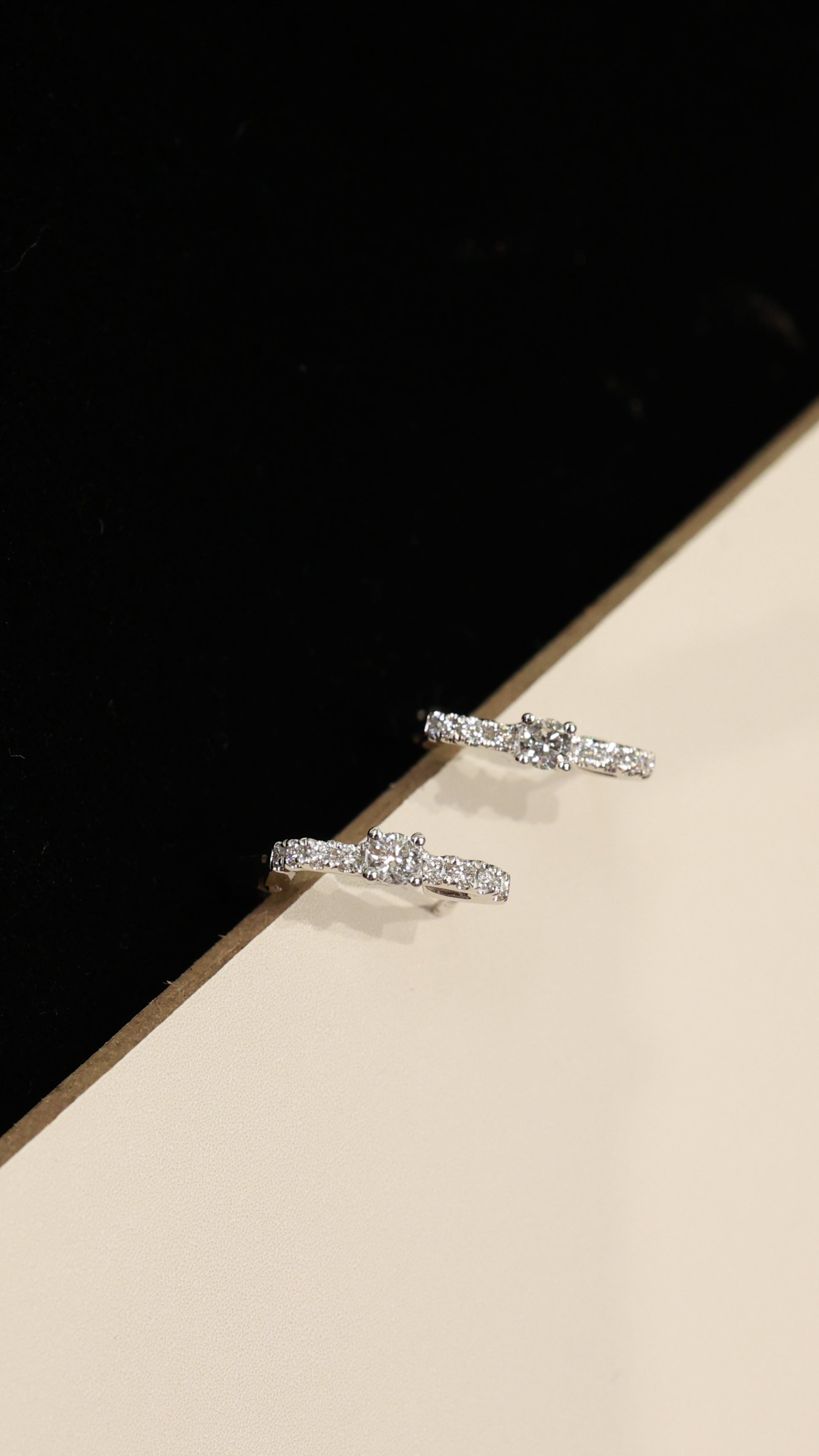 Corner 18KW Diamond Hoops Earrings
