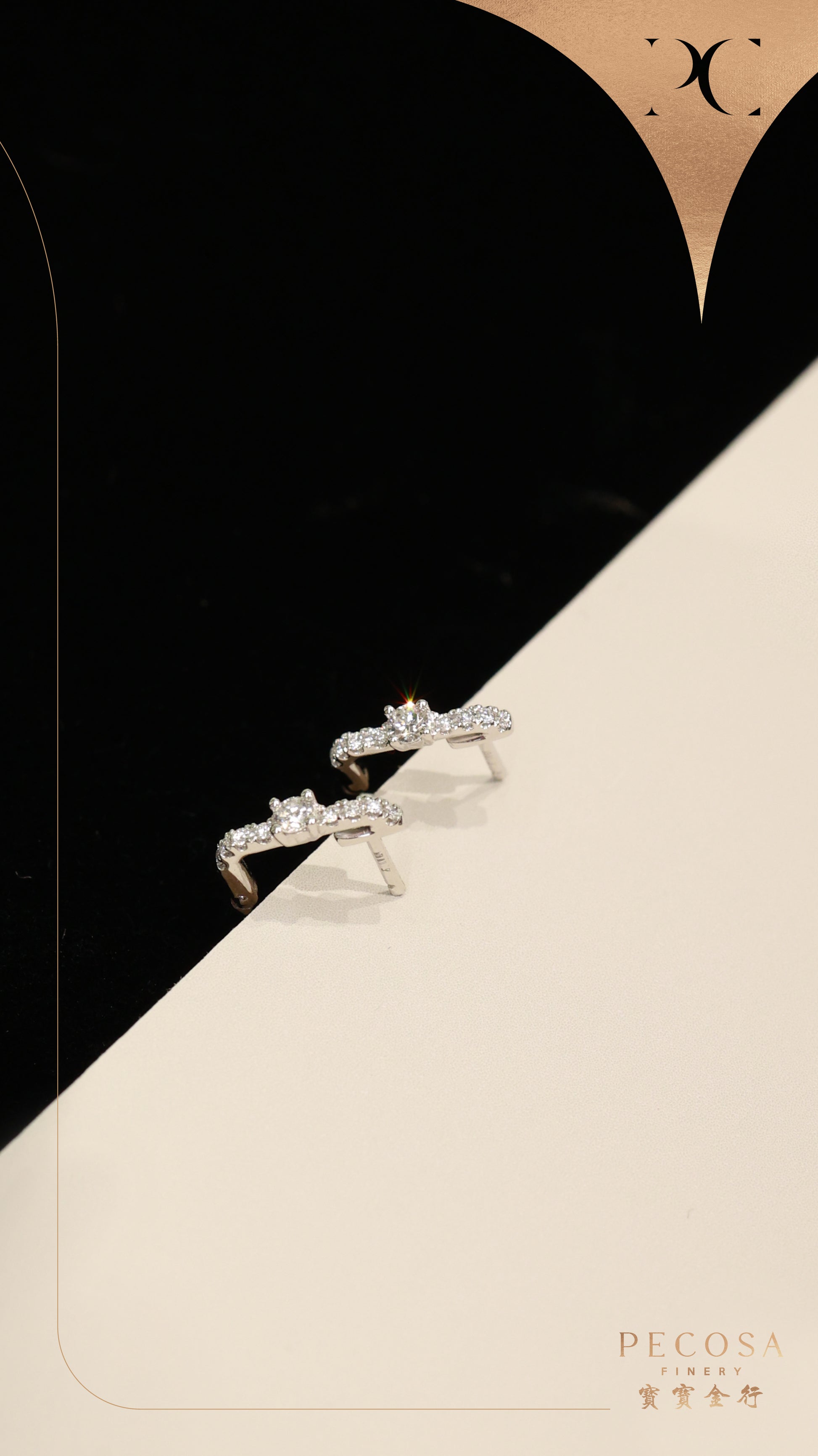 Corner 18KW Diamond Hoops Earrings