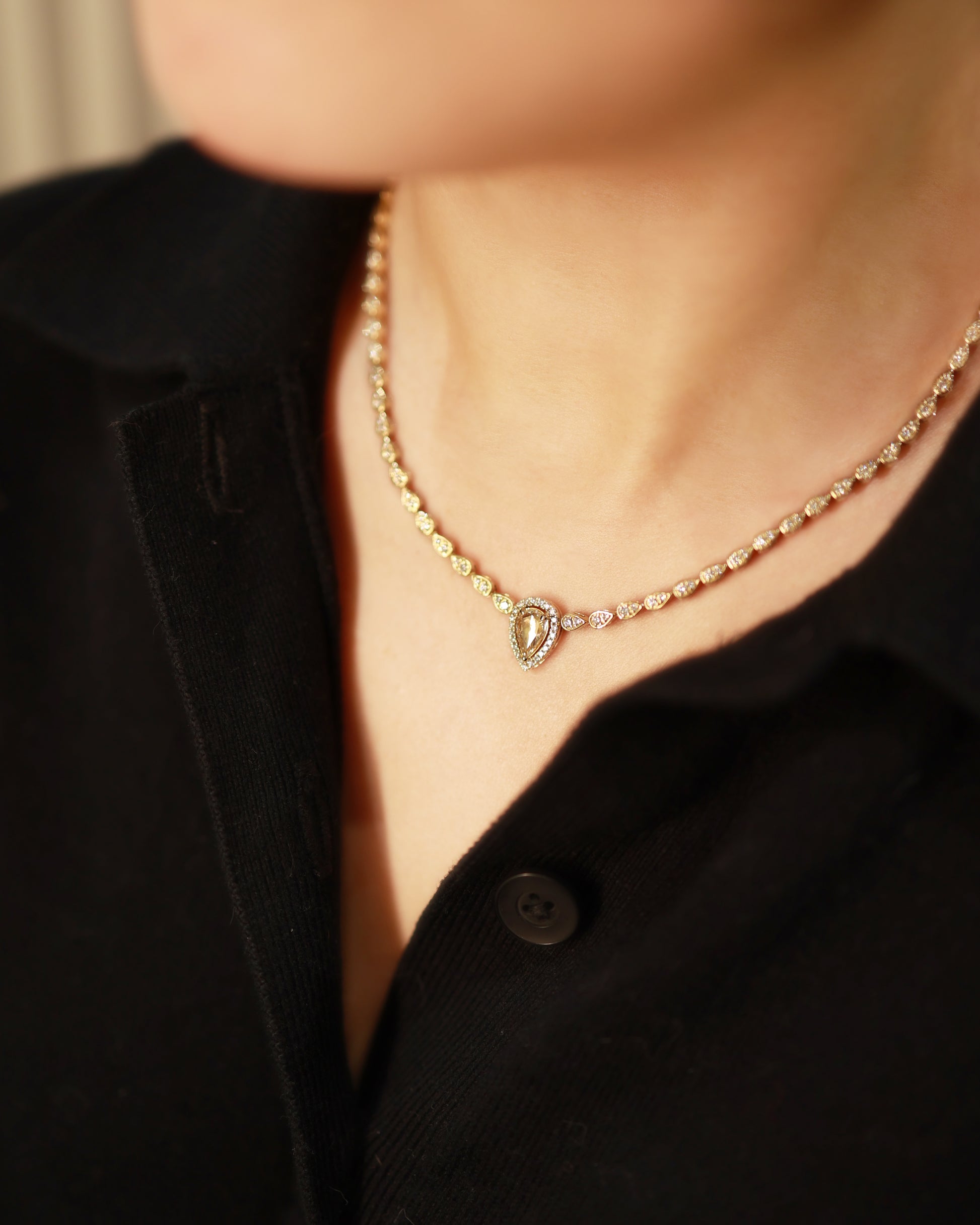 Ocean Tears 18KY Diamond Necklace